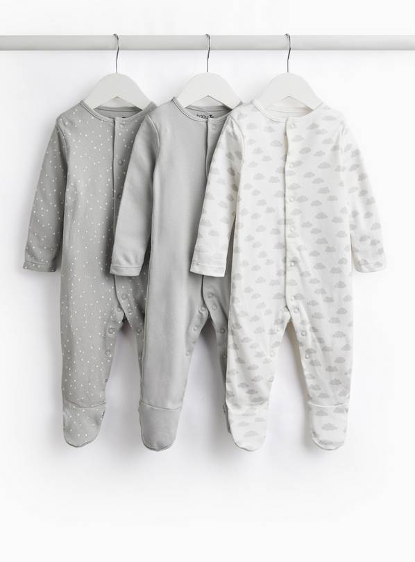 Snowdrop & Cloud Sleepsuits 3-Pack Up to 1 mth